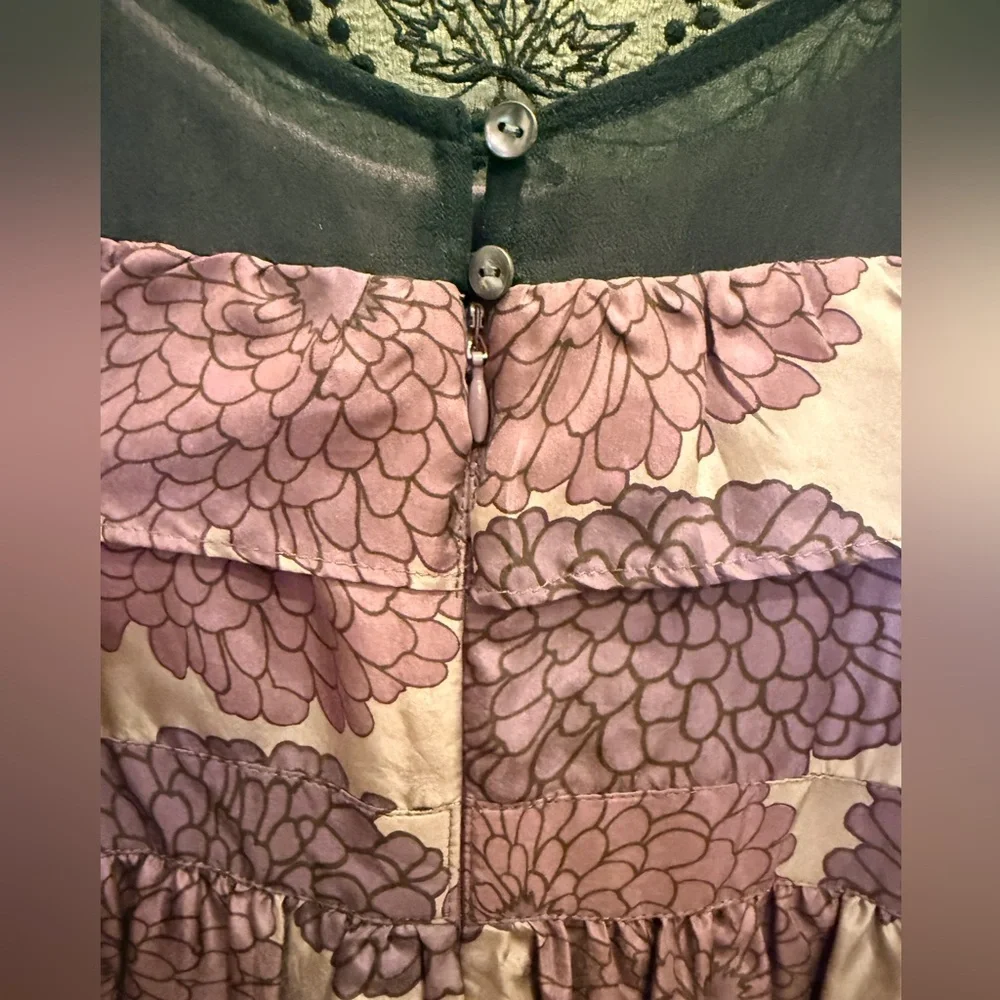 Lil for Anthropologie Cone What May Silk Floral Babydoll Dress sz 8